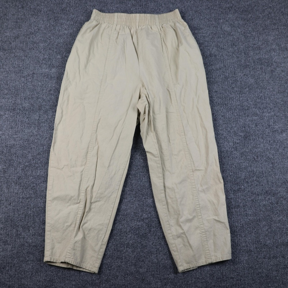 VINTAGE Briggs Pants Womens Small Khaki 100% Cotton Elastic Waist Made USA 80s